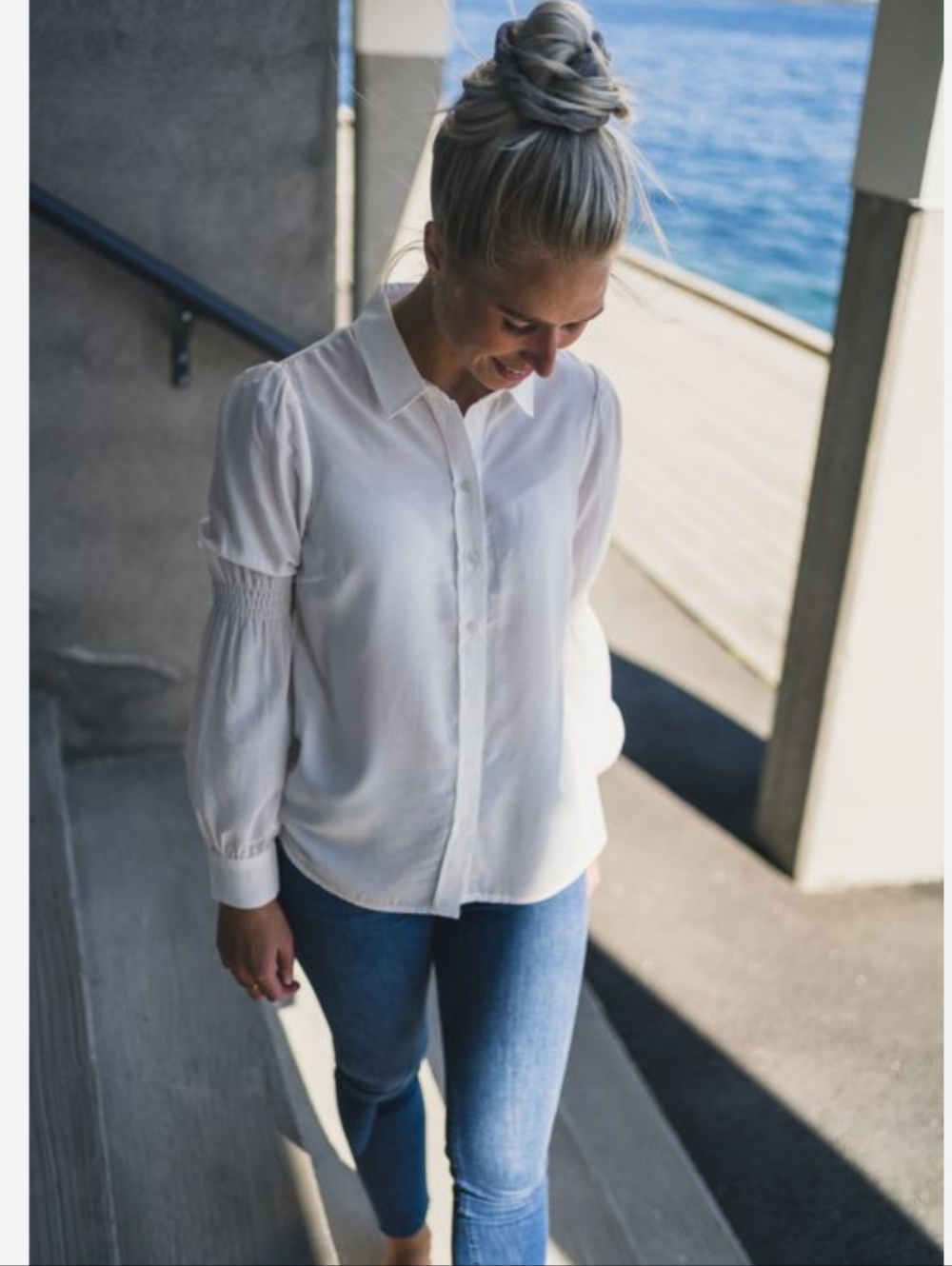 Blakely Melody White Button-Down Shirt Sm-Md